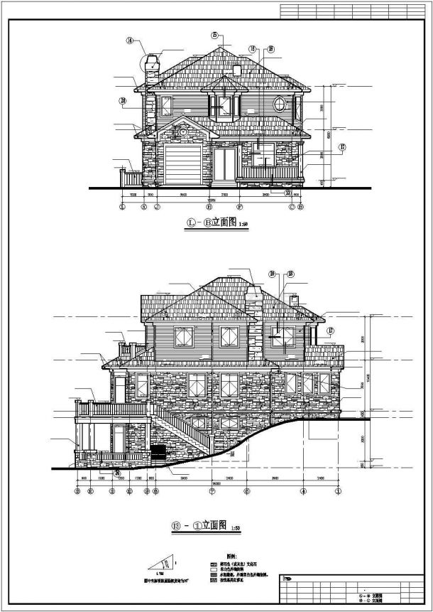 开封市某村镇383平米3层框混结构乡村别墅建筑设计CAD图纸-图二
