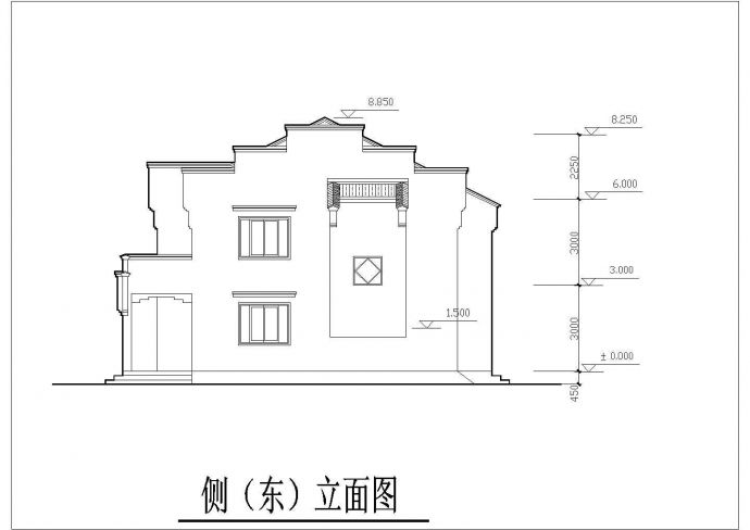 2层框混结构双拼别墅平立剖面设计CAD图纸（每户317平米）_图1