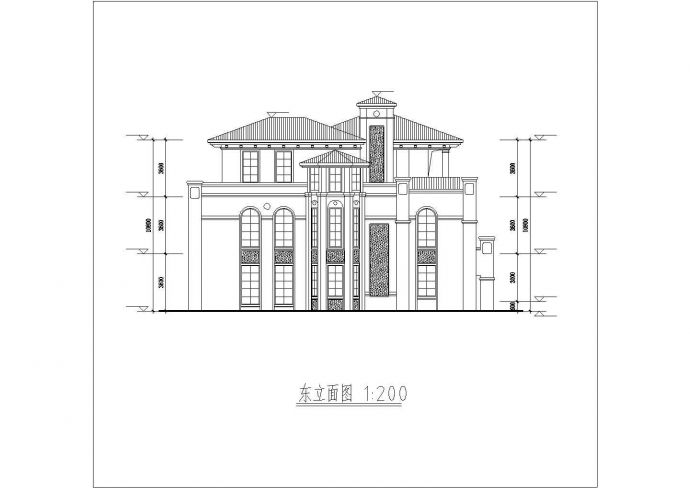 445平米3层框混结构单体别墅平立剖面设计CAD图纸（含半地下室）_图1
