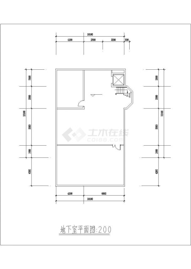 445平米3层框混结构单体别墅平立剖面设计CAD图纸（含半地下室）-图二
