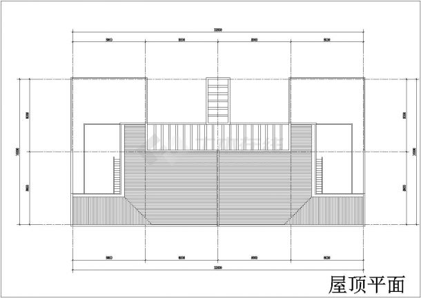 四层框架结构两户双拼式别墅平立剖面设计CAD图纸（每户455平米）-图二