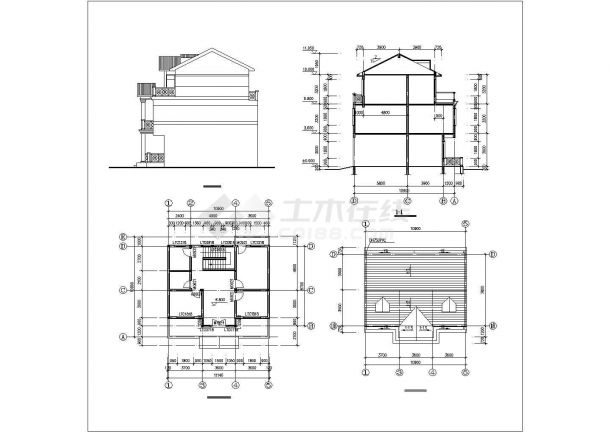 泉州市某村镇333平米3层框架结构独栋别墅建筑+结构设计CAD图纸-图一