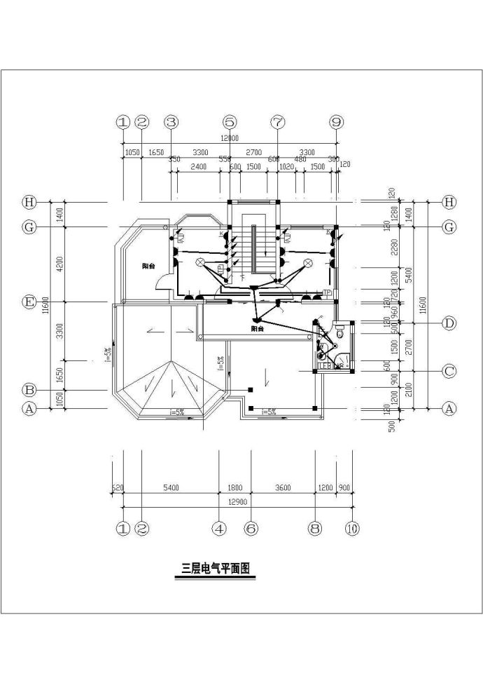 济宁市某村镇三层混合结构单体别墅全套电气设计CAD图纸_图1