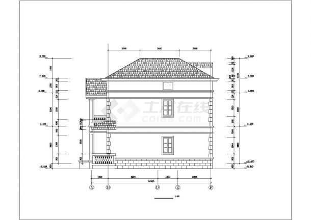 312平米2+1层框混结构单体私人别墅平立剖面设计CAD图纸（含阁楼）-图一