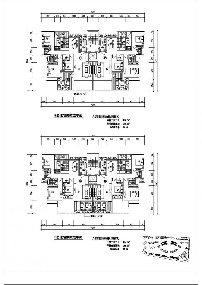 苏州E.F.I户型住宅楼全套建筑施工设计cad图纸(含住宅奇、偶数层平面图)_图1