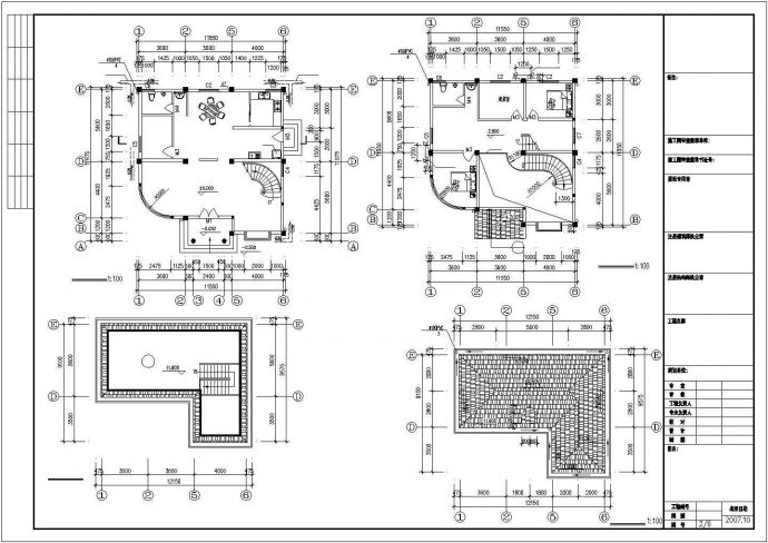 某村镇390平米4层砖混结构单体别墅全套建筑设计CAD图纸_图1