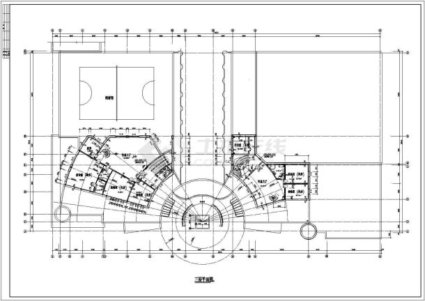 [哈尔滨]某三层娱乐中心建筑施工全套设计cad图（含室内房间装修表）-图一