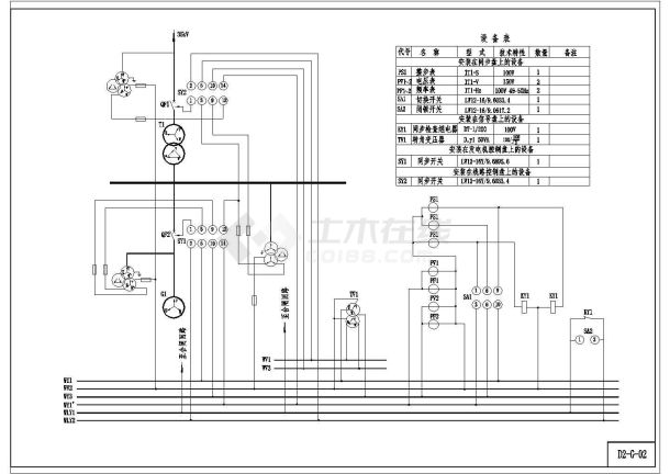 某电站同期系统CAD设计原理图-图一