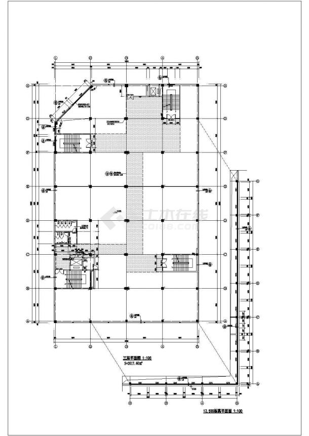 1万平米左右五层框架结构水产品批发市场全套建筑设计CAD图纸-图二
