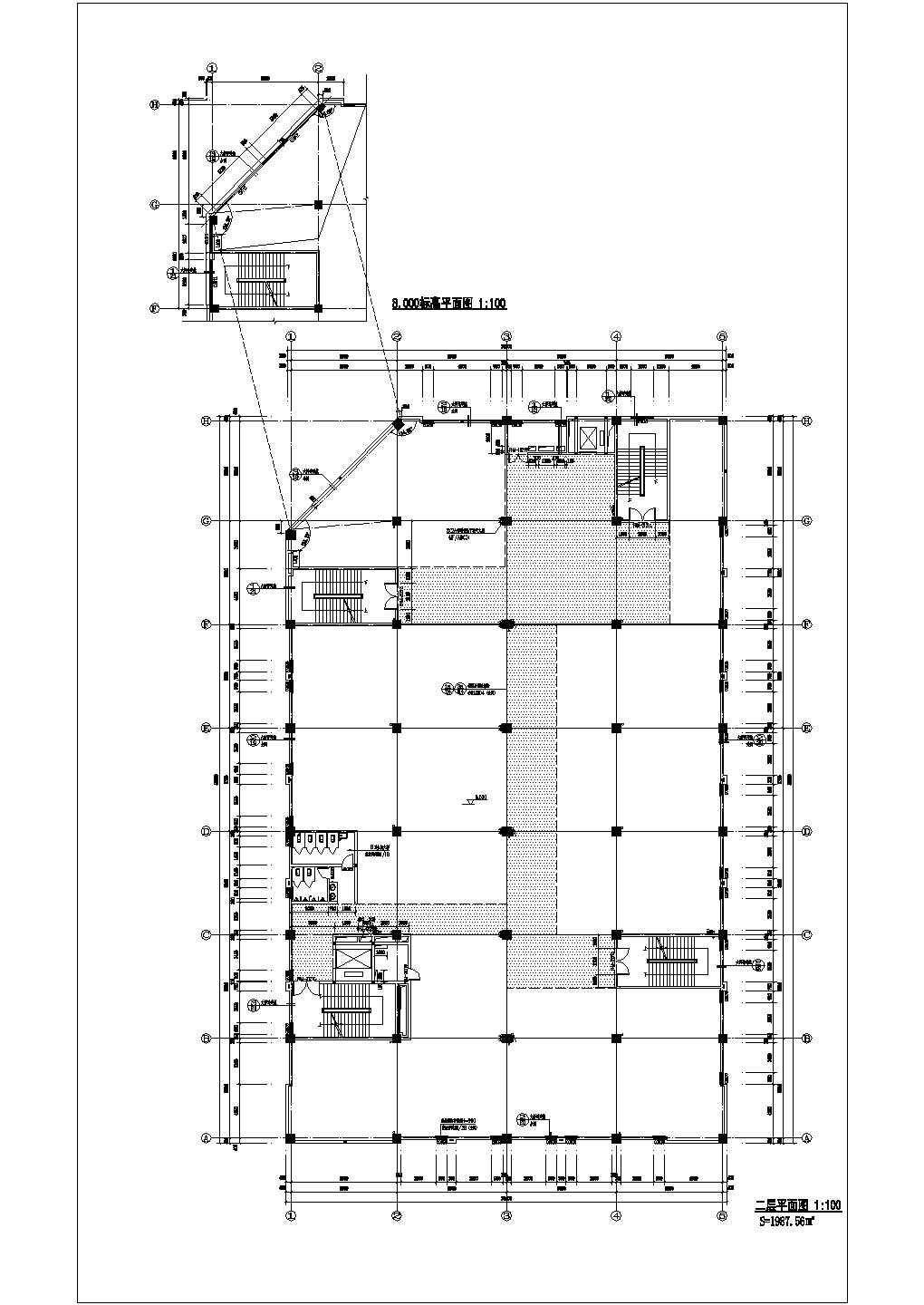 1万平米左右五层框架结构水产品批发市场全套建筑设计CAD图纸