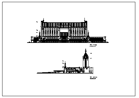 火车站设计_某三层带地下室火车站建筑施工cad图纸_图1