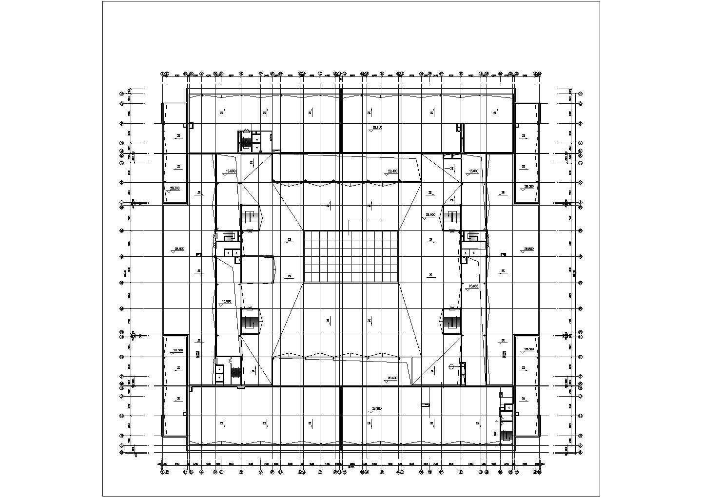 上海某商业街1.4万平米6层框架结构百货商场平面设计CAD图纸（含地下层）