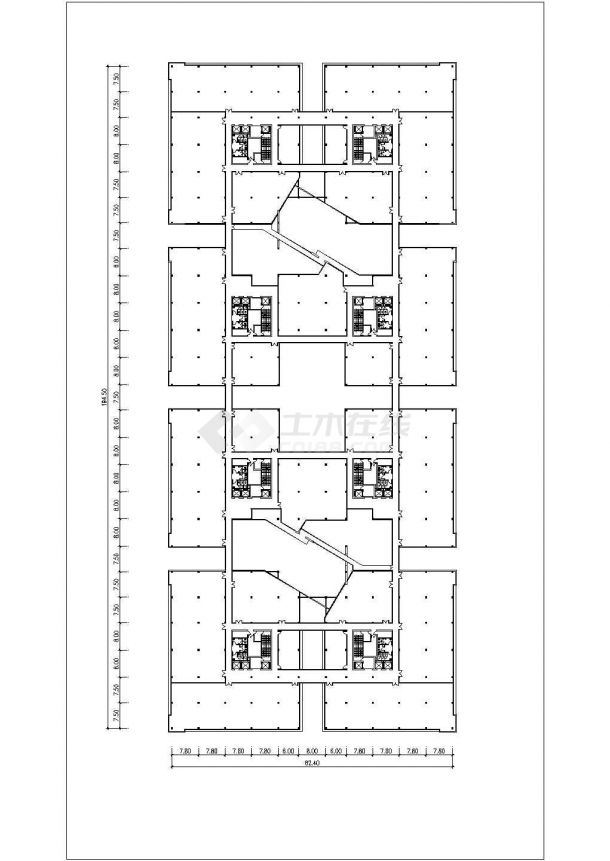 重庆市某商业街4.1万平米四层框架结构商业办公楼全套平面设计CAD图纸-图一