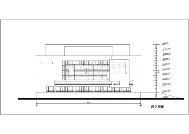某企业单位1.8万平米9层框架结构行政办公楼平立剖面设计CAD图纸-图一