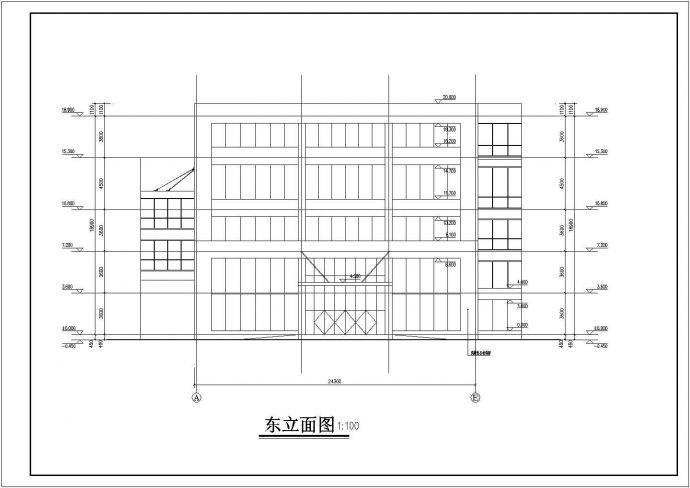 某广告公司1850平米五层钢筋结构办公楼全套建筑设计CAD图纸_图1
