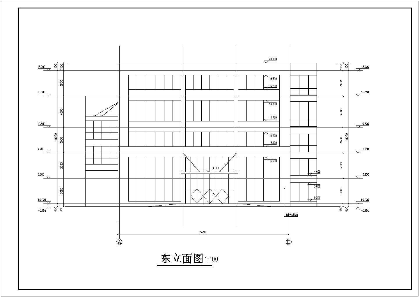 某广告公司1850平米五层钢筋结构办公楼全套建筑设计CAD图纸