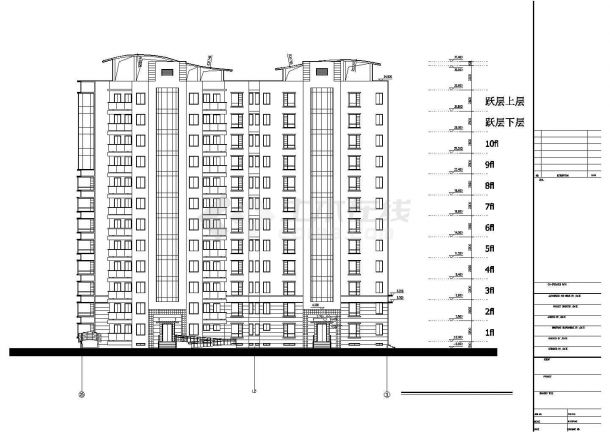 6200平米11+1层框架机构住宅楼平立剖面设计CAD图纸（含半地下室）-图二