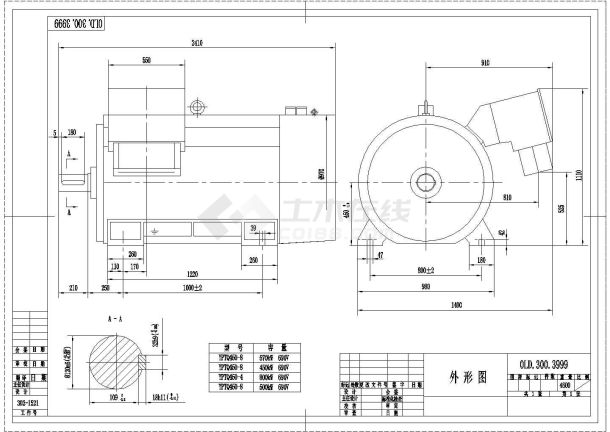 某690V电动机CAD大样图纸尺寸图-图二