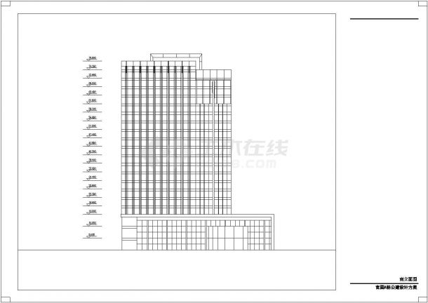 5.5万平米21层框架结构商业综合楼平立剖面设计CAD图纸（含效果图）-图二