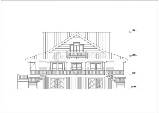 广州市某度假村510平米3层砖混结构休闲别墅平立剖面设计CAD图纸-图一