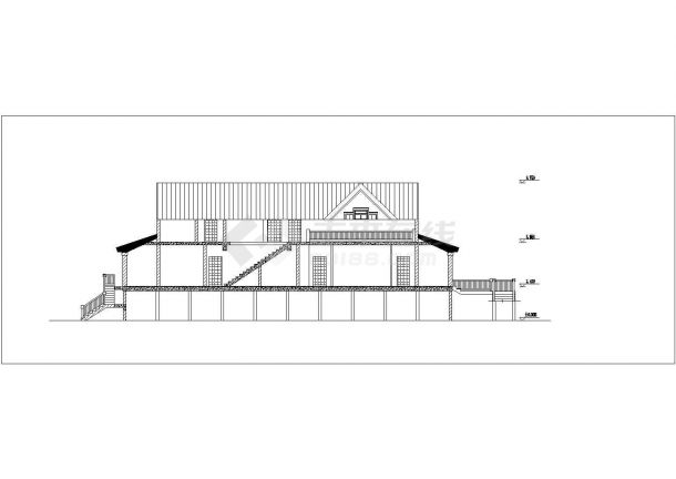 广州市某度假村510平米3层砖混结构休闲别墅平立剖面设计CAD图纸-图二