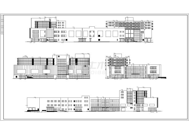 蚌埠市某商业街六层框架结构国际商业综合楼平立剖面设计CAD图-图一