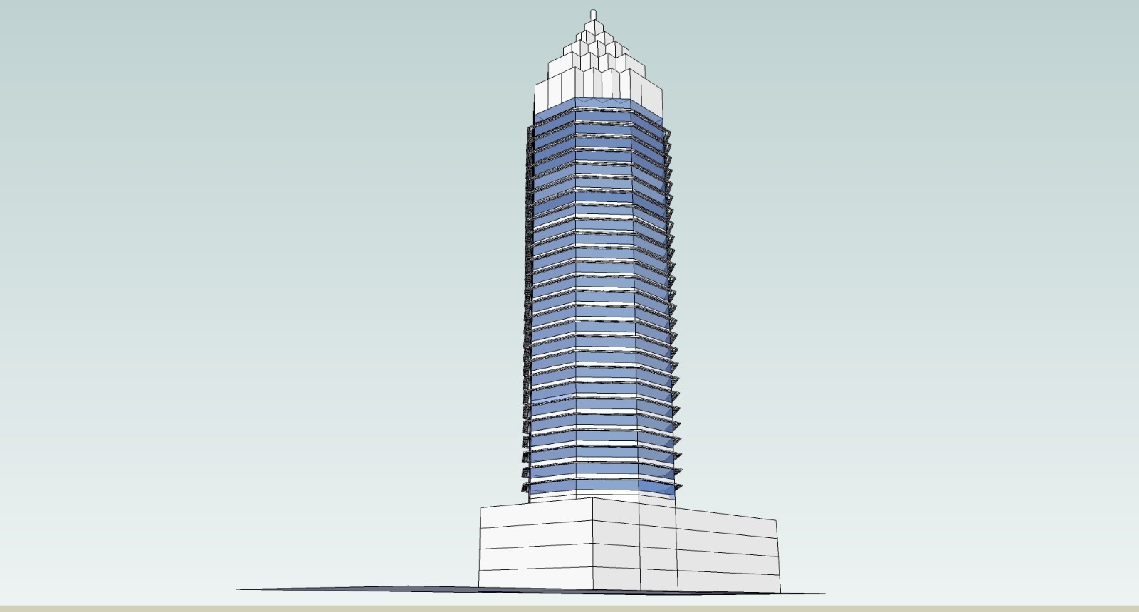 2.1万平米左右31层框剪结构商业办公楼平立面设计CAD图纸（含效果图）