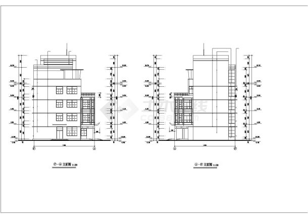 西安市某科技集团6100平米五层研发中心平立剖面设计CAD图纸-图二
