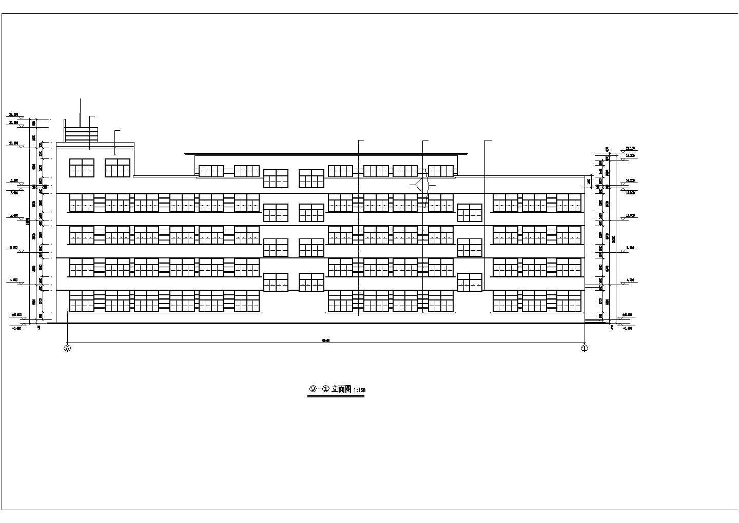 西安市某科技集团6100平米五层研发中心平立剖面设计CAD图纸