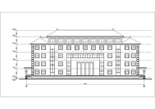 合肥市某科技园2800平米五层框架结构办公楼平立剖面设计CAD图纸-图一