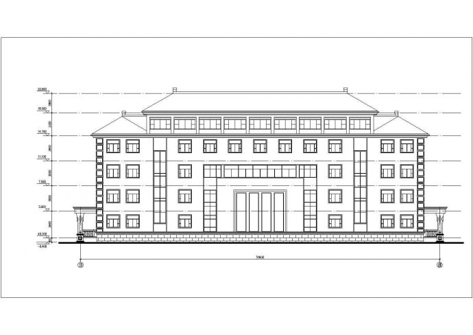 合肥市某科技园2800平米五层框架结构办公楼平立剖面设计CAD图纸_图1