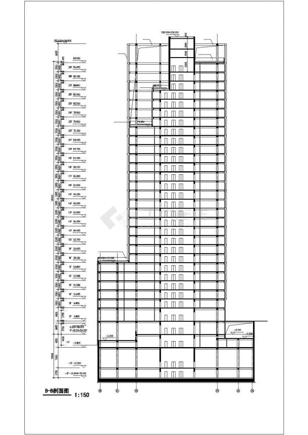 1.9万平米27层框架结构商业办公楼全套建筑设计CAD图纸（含人防）-图一