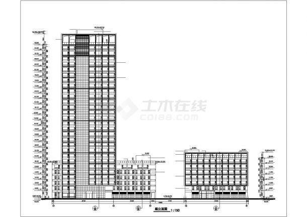 1.9万平米27层框架结构商业办公楼全套建筑设计CAD图纸（含人防）-图二