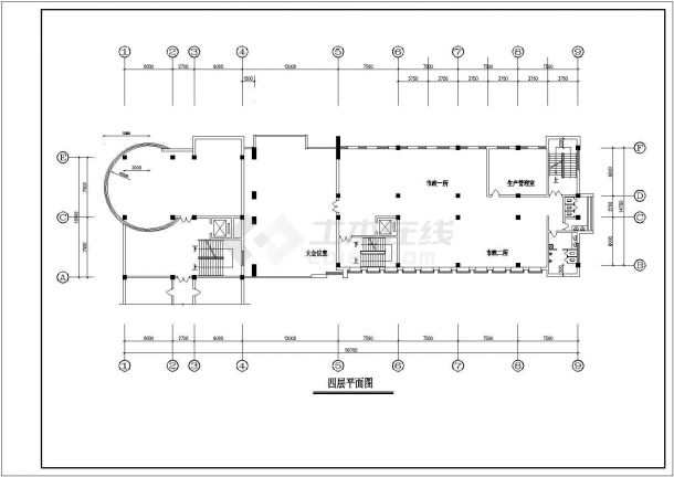 1.2万平米6层框架结构现代风格办公楼平立剖面设计CAD图纸-图一