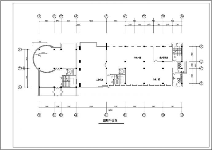 1.2万平米6层框架结构现代风格办公楼平立剖面设计CAD图纸_图1