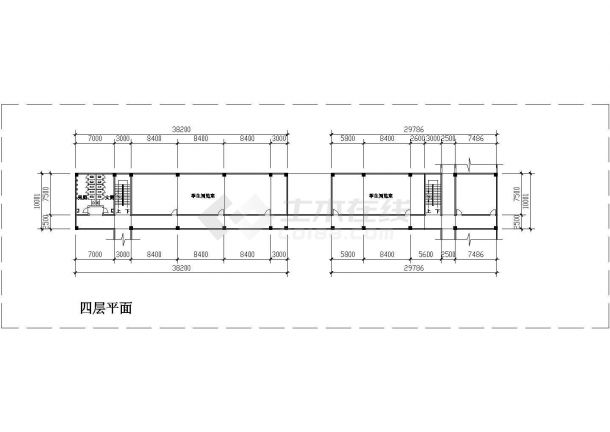 舟山市某实验中学6500平米6层框架结构教学楼平立剖面设计CAD图纸-图一