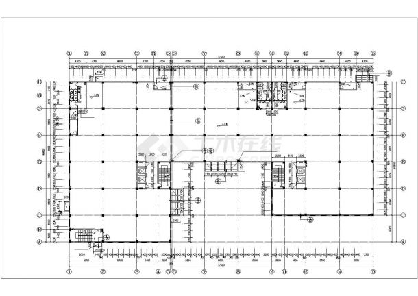 某工厂2580平米五层框架结构加工车间平立剖面设计CAD图纸-图二