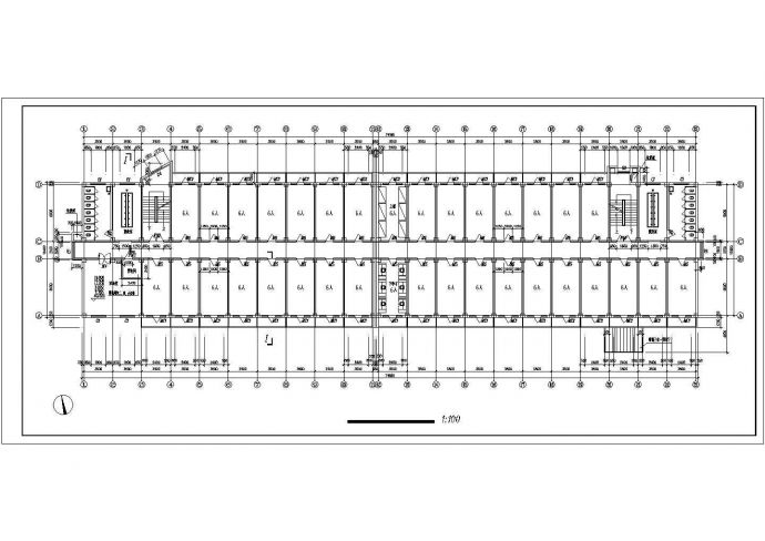 天水市某高校1.2万平米8层框架结构宿舍楼平立剖面设计CAD图纸_图1