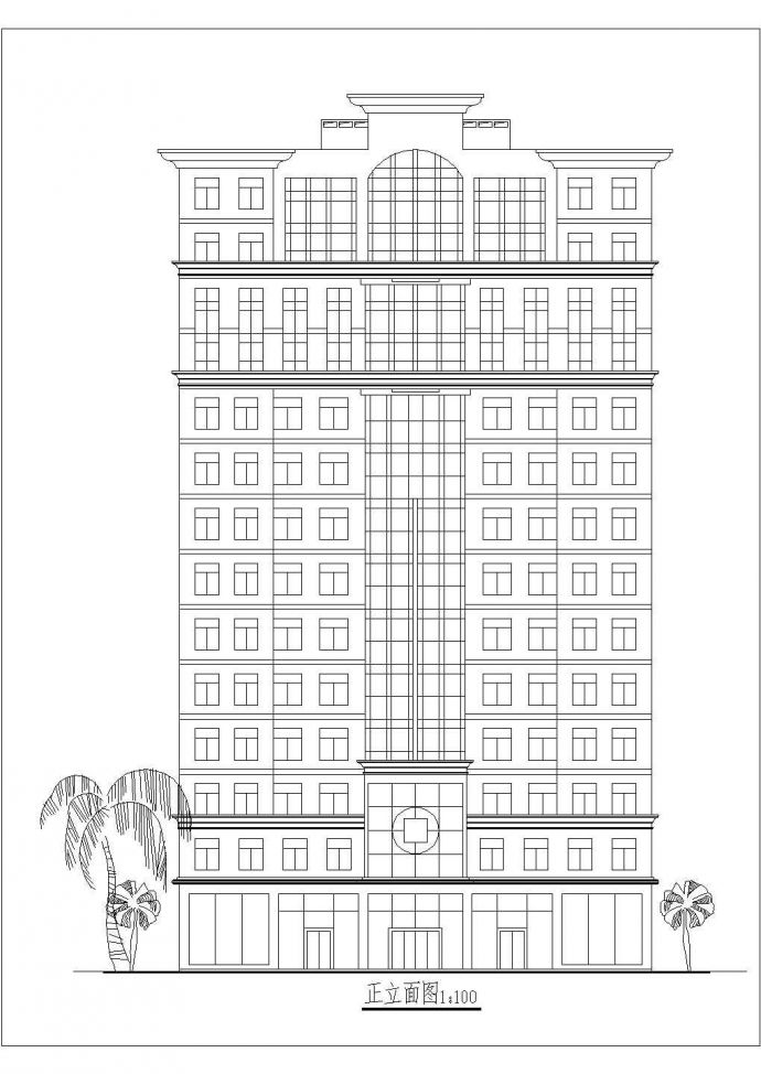 12层框架结构商务写字楼平立剖面设计CAD图纸（8套方案）_图1