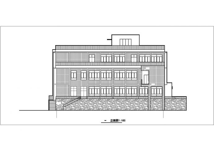 某商业街2300平米3层框架结构商业综合楼全套建筑设计CAD图纸_图1