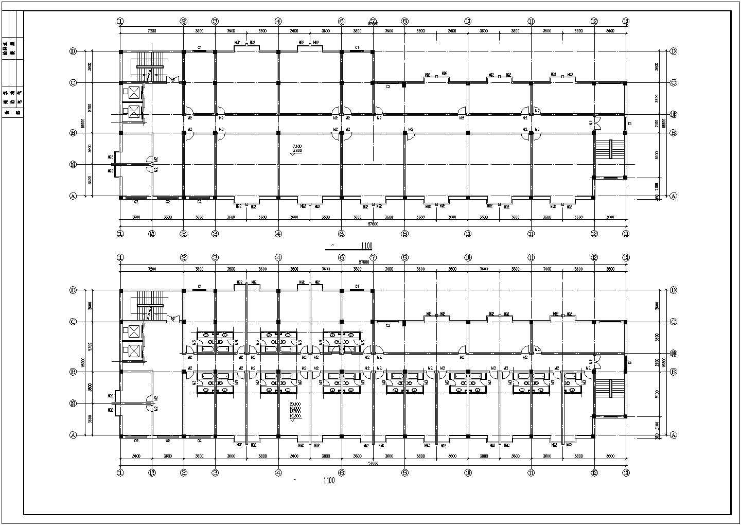 呼和浩特市某商业街7层框架结构连锁旅馆全套建筑CAD设计图纸