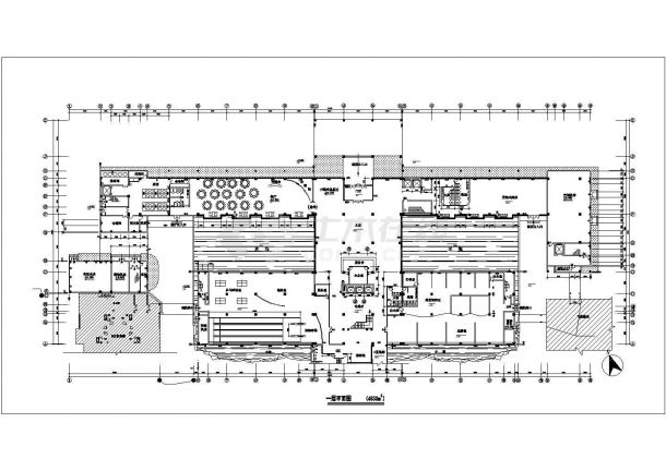 1.5万平米四层框架结构商务宾馆全套建筑CAD设计图纸-图一