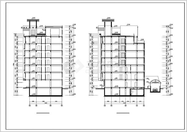 50x24米左右7层框架结构商务宾馆全套建筑CAD设计图纸-图一