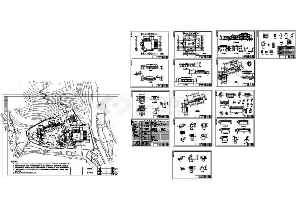 某园林会所景观设计cad全套建筑施工规划图纸（含设计说明）-图一