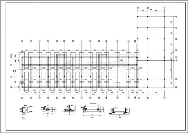 济南市某临街四层框架结构商务宾馆全套结构设计CAD图纸-图一