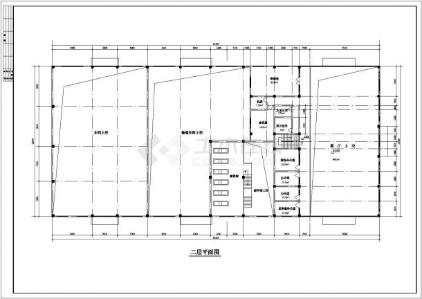 湘潭市某汽车4S店4500平米2层钢框架结构展示中心建筑设计CAD图纸-图二