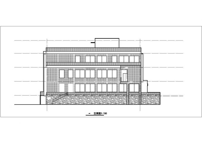 北京某大学2300平米3层框架结构职工食堂建筑设计CAD图纸_图1