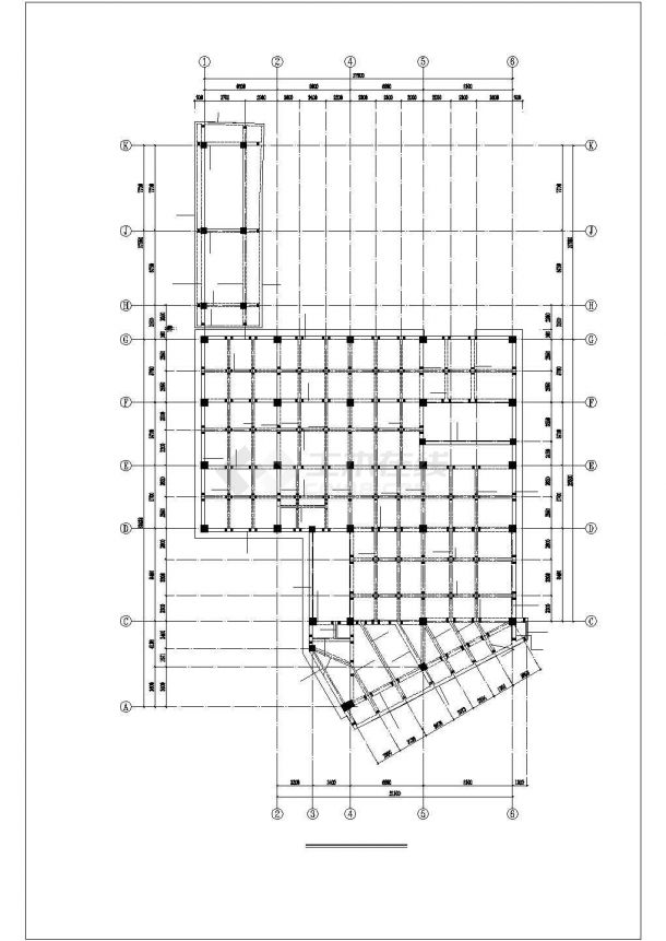 上海某高校3层框架结构教师食堂全套结构设计CAD图纸-图一