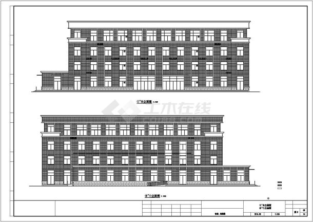 某大学占地1850平米四层框架结构学生食堂全套建筑设计CAD图纸-图二