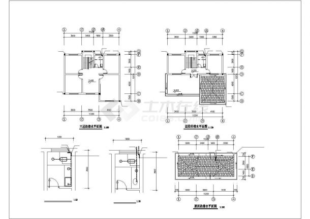 宿州市某村镇4层砖混结构乡村别墅给排水设计CAD图纸-图一
